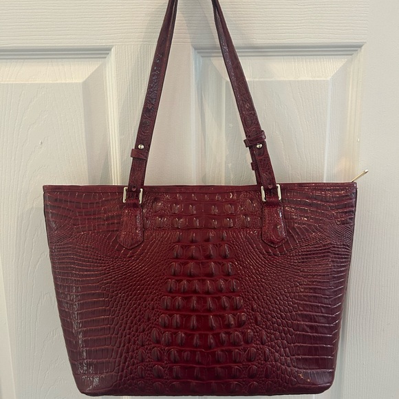 Brahmin Medium Asher Red Crocodile Textured Tote Bag - Picture 6 of 7
